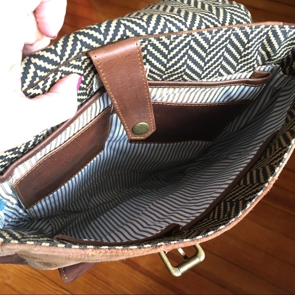 New Upcycled Suede Leather Patchwork Backpack - image 7